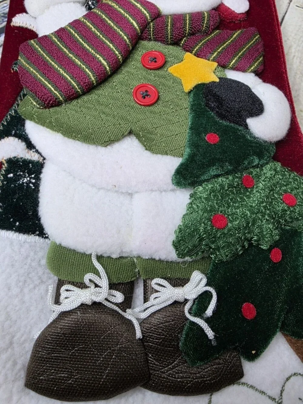 Snowman Christmas Stocking Red Green 20 Inches w Tags New Trim a Home